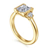 Colleen - 14K Yellow Gold Half Bezel Princess Cut Three Stone Diamond Engagement Ring - 0.3 ct