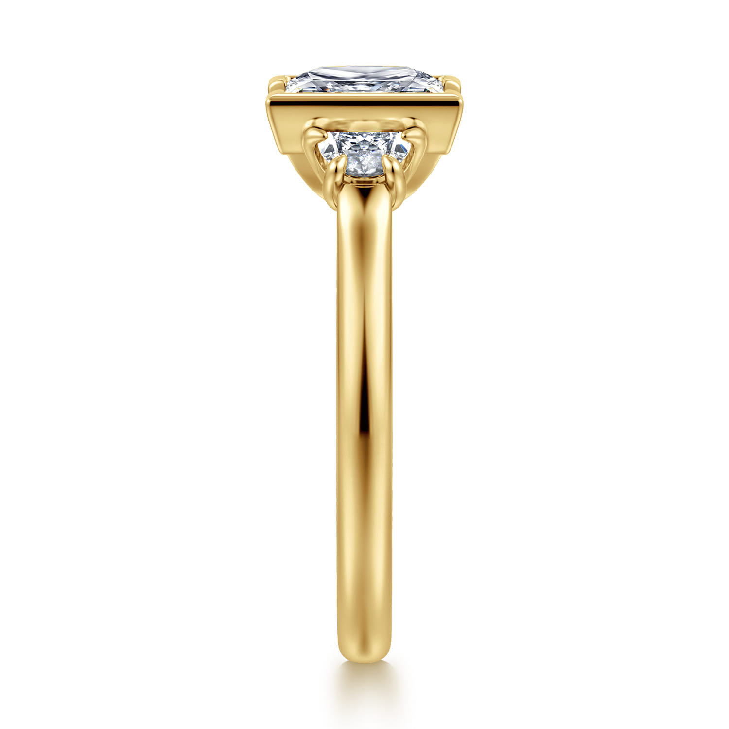 Colleen - 14K Yellow Gold Half Bezel Princess Cut Three Stone Diamond Engagement Ring - 0.3 ct - Shot 4