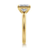 Colleen - 14K Yellow Gold Half Bezel Princess Cut Three Stone Diamond Engagement Ring - 0.3 ct