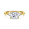 Darline - 14K Yellow Gold Radiant Cut Three Stone Lotus Diamond Engagement Ring - 0.22 ct