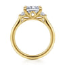 Darline - 14K Yellow Gold Radiant Cut Three Stone Lotus Diamond Engagement Ring - 0.22 ct