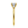 Darline - 14K Yellow Gold Radiant Cut Three Stone Lotus Diamond Engagement Ring - 0.22 ct