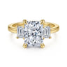 Stephi - 14K Yellow Gold Radiant Cut Three Stone Diamond Engagement Ring - 0.6 ct