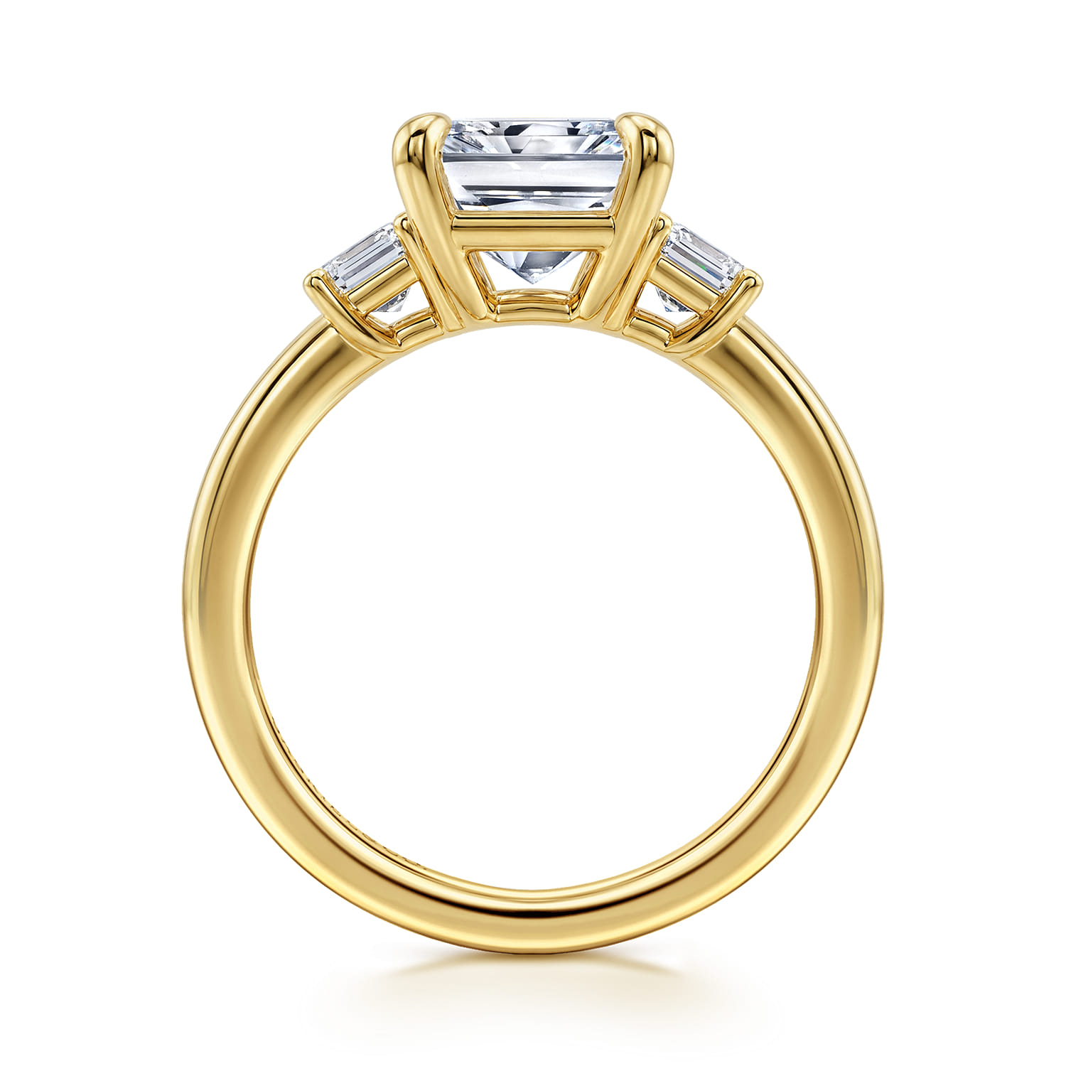Stephi - 14K Yellow Gold Radiant Cut Three Stone Diamond Engagement Ring - 0.6 ct - Shot 2