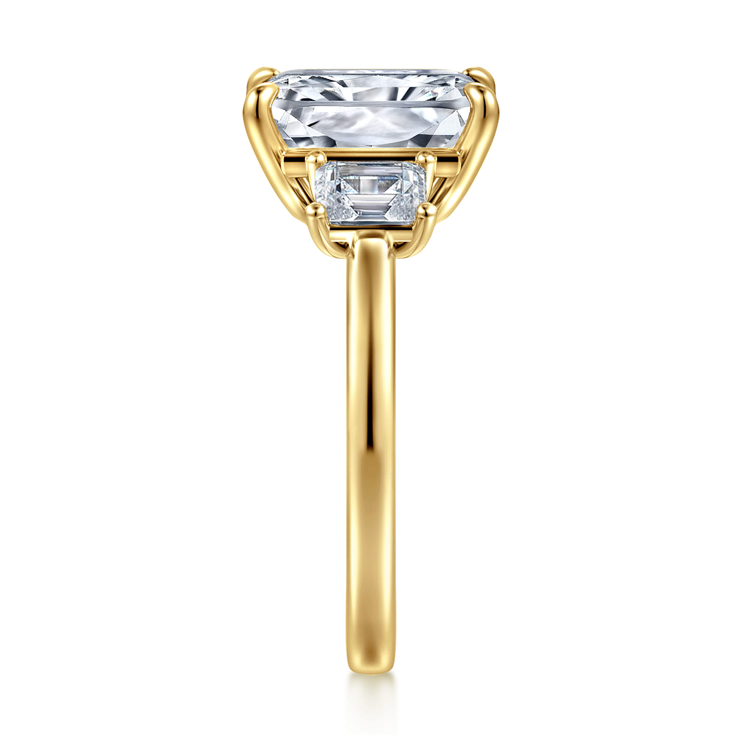Stephi - 14K Yellow Gold Radiant Cut Three Stone Diamond Engagement Ring - 0.6 ct - Shot 4