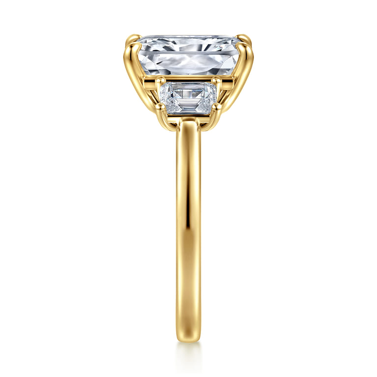 Stephi - 14K Yellow Gold Radiant Cut Three Stone Diamond Engagement Ring - 0.6 ct - Shot 4