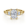 Lyon - 14K Yellow Gold Radiant Cut Three Stone Diamond Engagement Ring - 0.3 ct