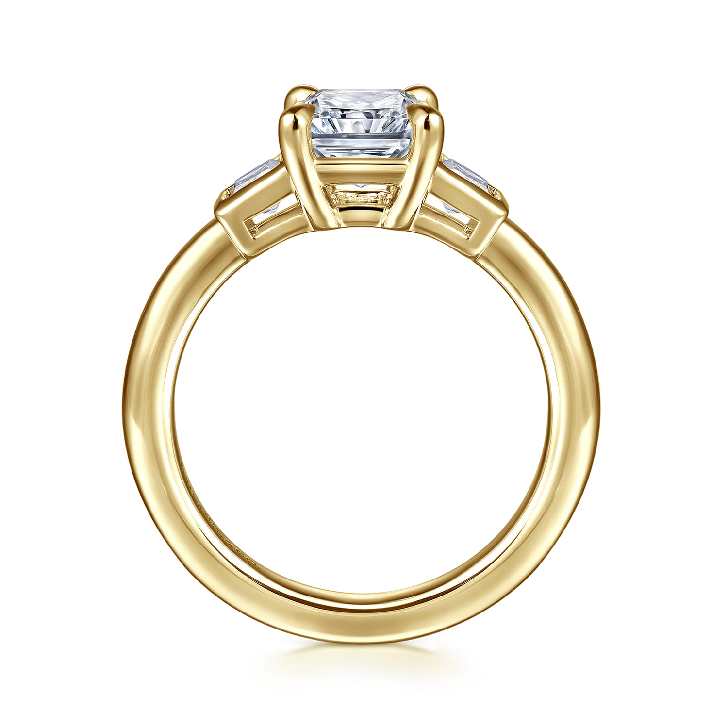 Lyon - 14K Yellow Gold Radiant Cut Three Stone Diamond Engagement Ring - 0.3 ct - Shot 2