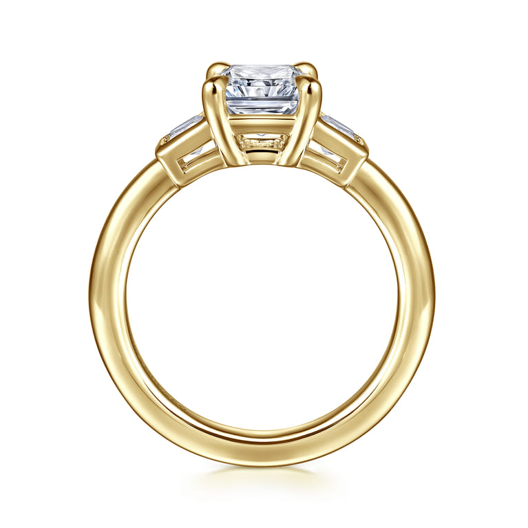 Lyon - 14K Yellow Gold Radiant Cut Three Stone Diamond Engagement Ring - 0.3 ct - Shot 2