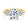 Emilie - 14K Yellow Gold Five Stone Radiant Cut Diamond Engagement Ring - 0.9 ct
