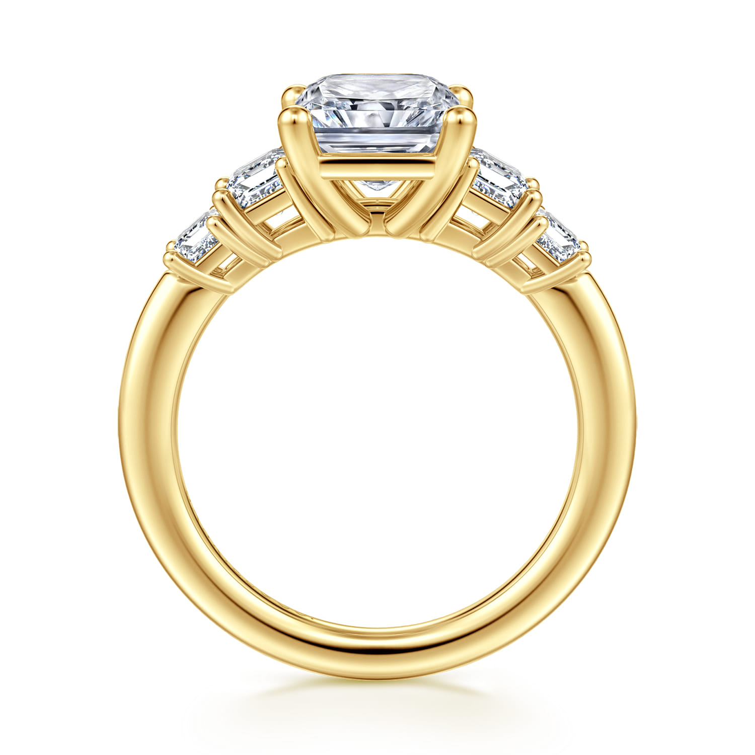Emilie - 14K Yellow Gold Five Stone Radiant Cut Diamond Engagement Ring - 0.9 ct - Shot 2