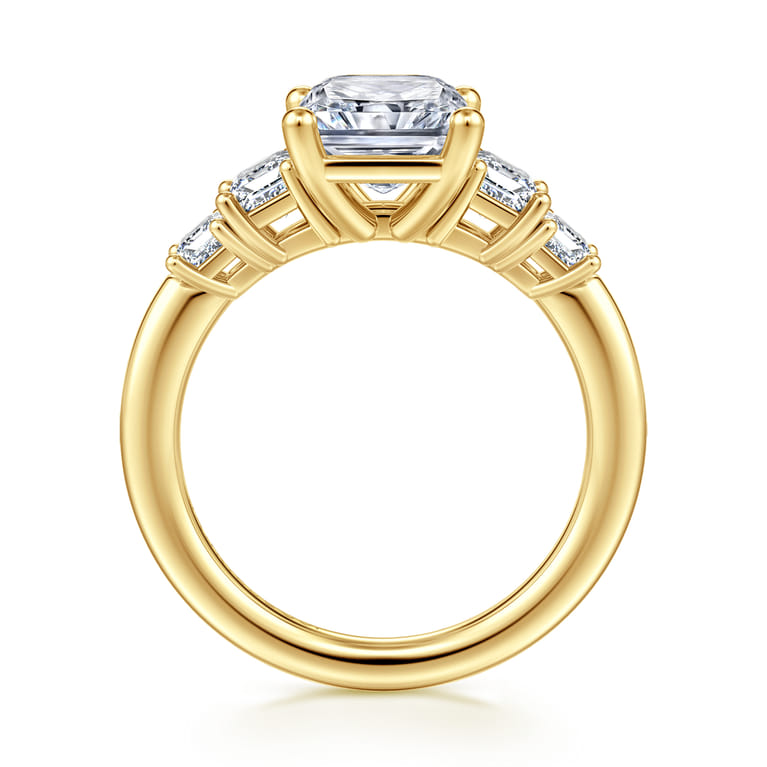 Emilie - 14K Yellow Gold Five Stone Radiant Cut Diamond Engagement Ring - 0.9 ct - Shot 2