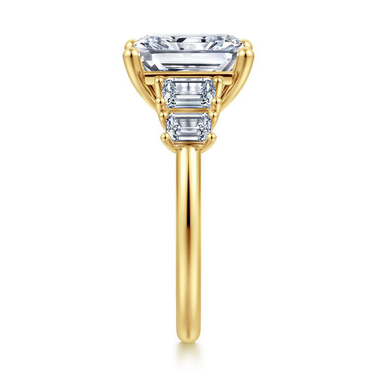 Emilie - 14K Yellow Gold Five Stone Radiant Cut Diamond Engagement Ring - 0.9 ct - Shot 4