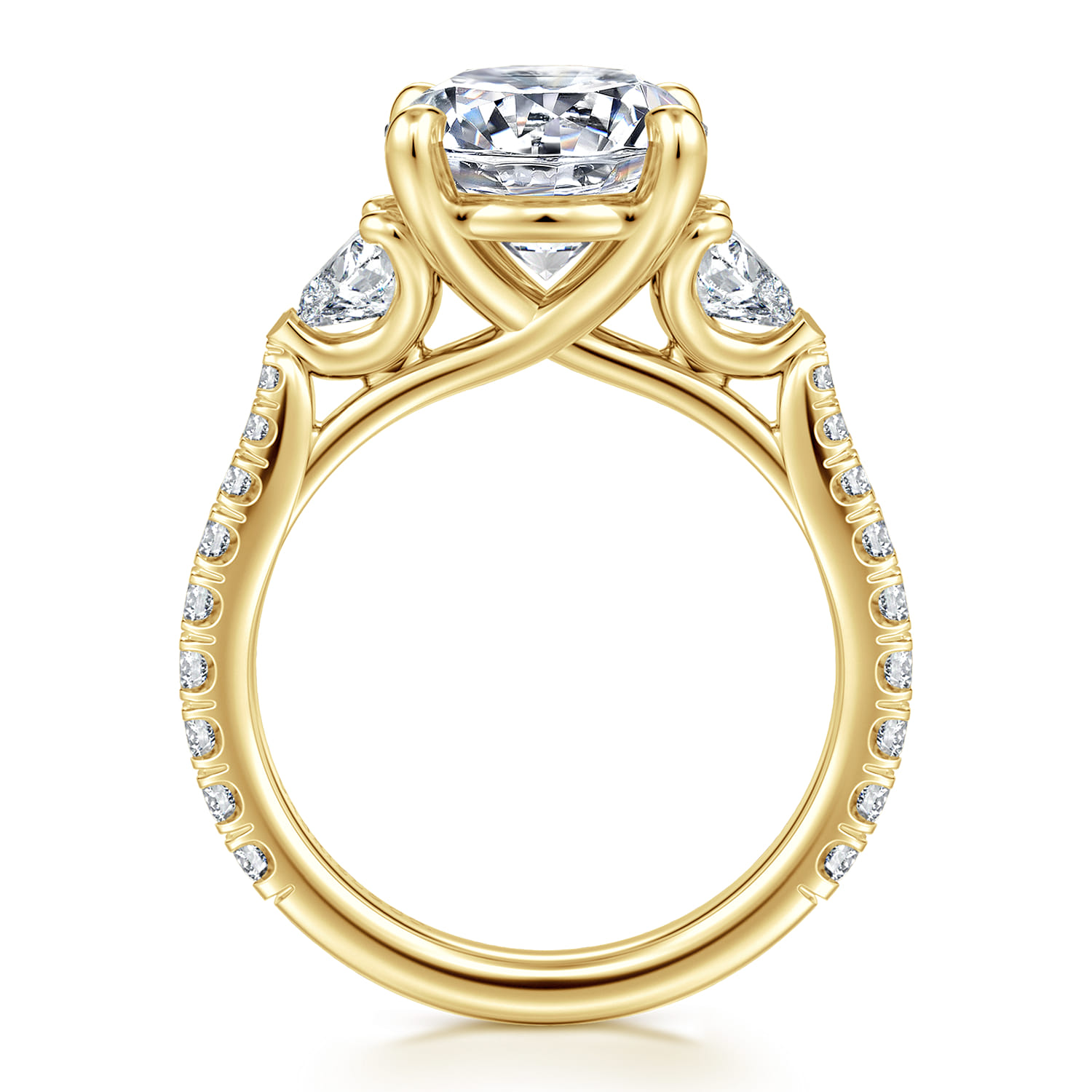 Taryn - 14K Yellow Gold Round 3 Stone Diamond Engagement Ring - 1 ct - Shot 2