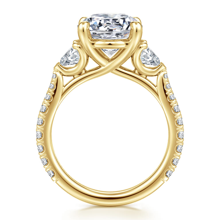 Taryn - 14K Yellow Gold Round 3 Stone Diamond Engagement Ring - 1 ct - Shot 2