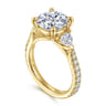 Taryn - 14K Yellow Gold Round 3 Stone Diamond Engagement Ring - 1 ct