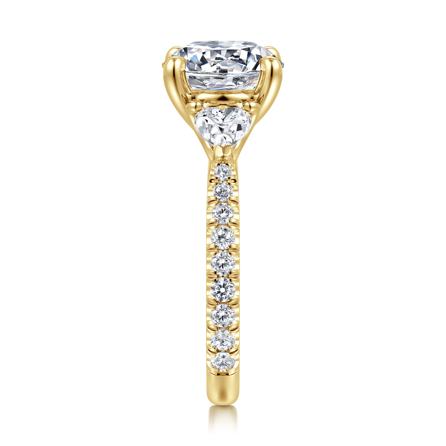 Taryn - 14K Yellow Gold Round 3 Stone Diamond Engagement Ring - 1 ct - Shot 4