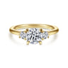 Sanaa - 14K Yellow Gold Round Three Stone Diamond Engagement Ring - 0.3 ct