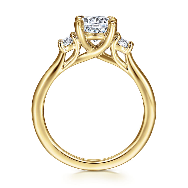 Sanaa - 14K Yellow Gold Round Three Stone Diamond Engagement Ring - 0.3 ct - Shot 2