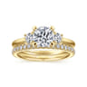 Sanaa - 14K Yellow Gold Round Three Stone Diamond Engagement Ring - 0.3 ct