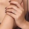 Sanaa - 14K Yellow Gold Round Three Stone Diamond Engagement Ring - 0.3 ct