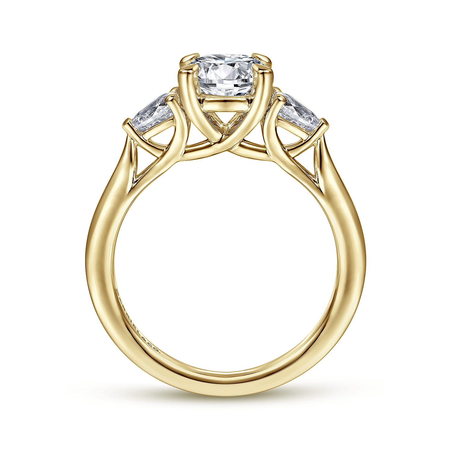 Sunday - 14K Yellow Gold Round Three Stone Diamond Engagement Ring - 0.29 ct - Shot 2