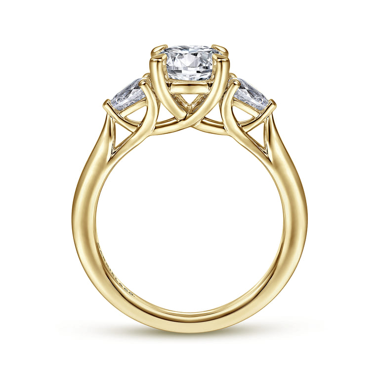 Sunday - 14K Yellow Gold Round Three Stone Diamond Engagement Ring - 0.29 ct - Shot 2