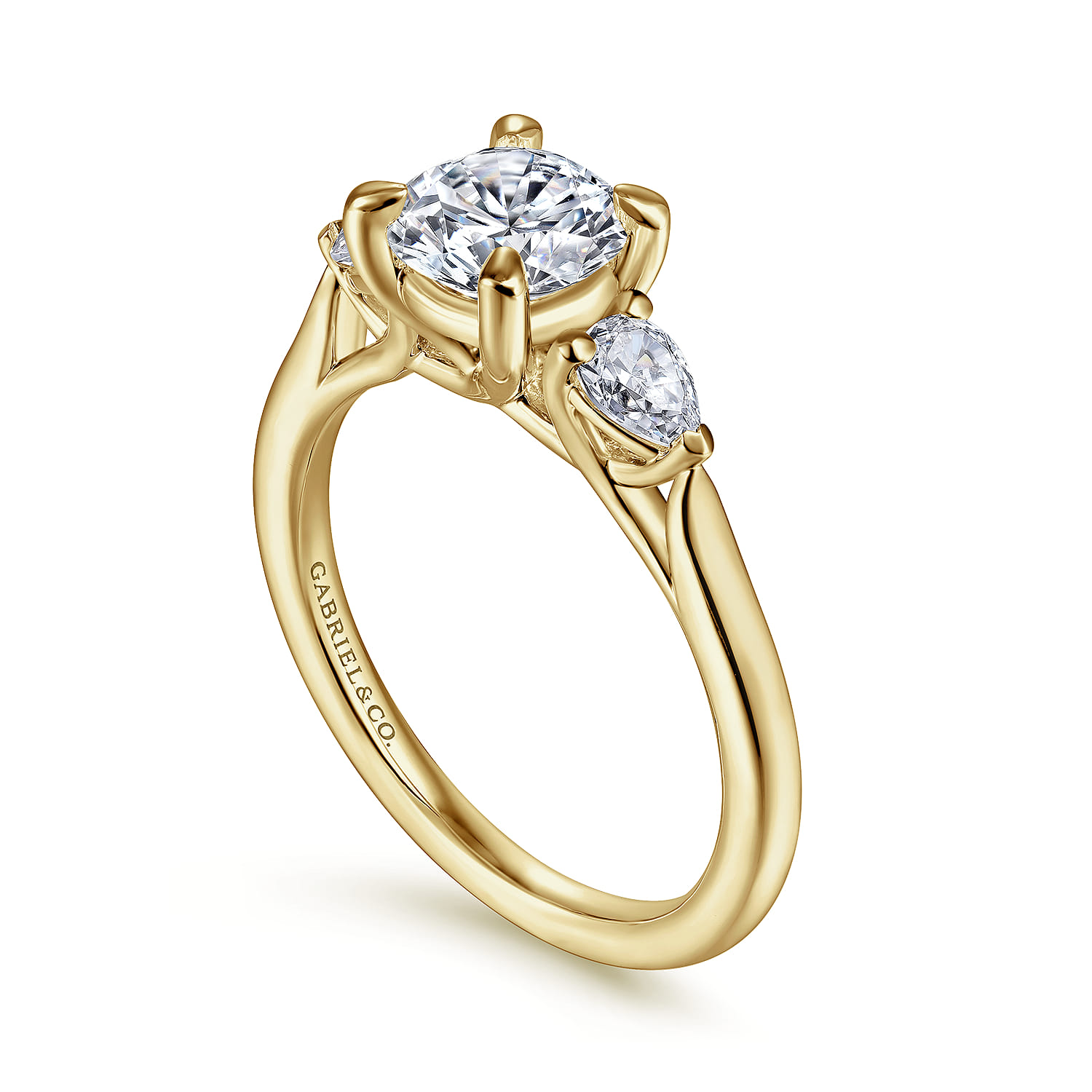 Sunday - 14K Yellow Gold Round Three Stone Diamond Engagement Ring - 0.29 ct - Shot 3