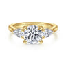 Sunday - 14K Yellow Gold Round 3 Stone Diamond Engagement Ring - 0.4 ct