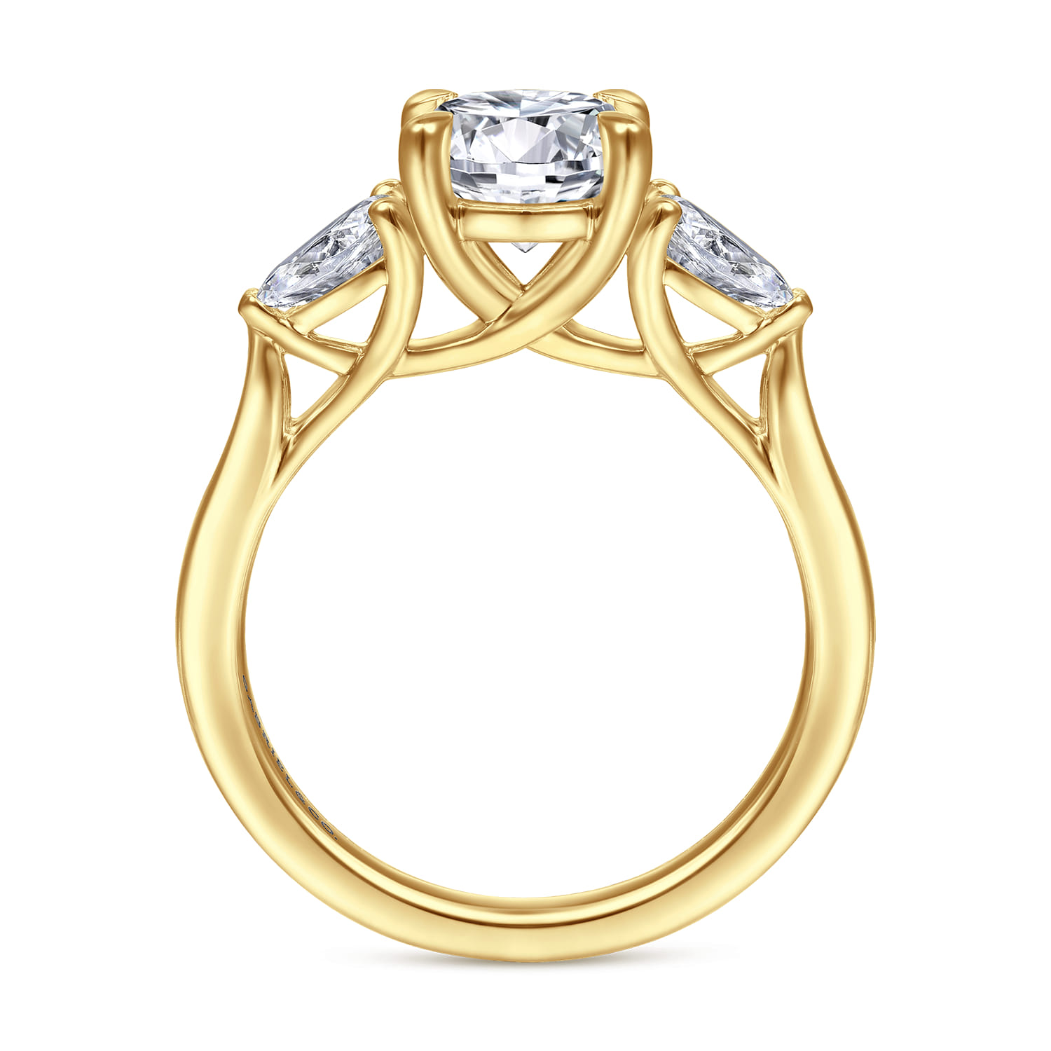 Sunday - 14K Yellow Gold Round 3 Stone Diamond Engagement Ring - 0.4 ct - Shot 2