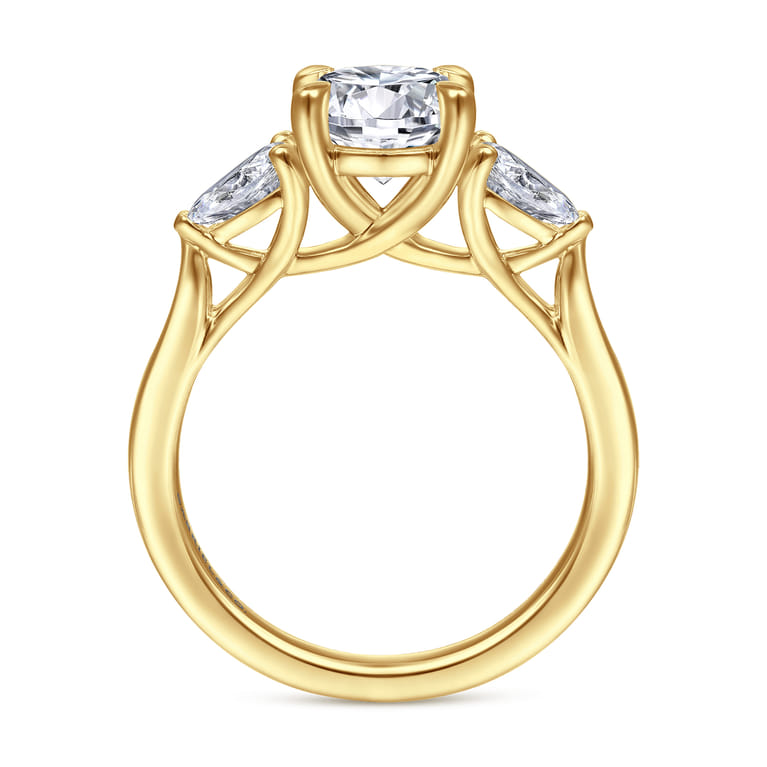 Sunday - 14K Yellow Gold Round 3 Stone Diamond Engagement Ring - 0.4 ct - Shot 2