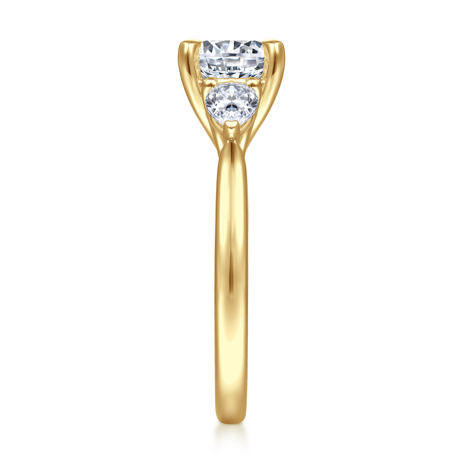 Sunday - 14K Yellow Gold Round 3 Stone Diamond Engagement Ring - 0.4 ct - Shot 5