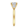 Sunday - 14K Yellow Gold Round 3 Stone Diamond Engagement Ring - 0.4 ct
