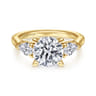 Sunday - 14K Yellow Gold Round 3 Stone Diamond Engagement Ring - 0.6 ct