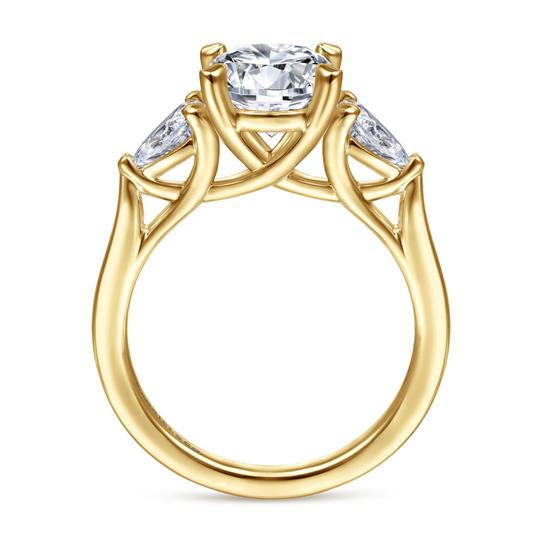 Sunday - 14K Yellow Gold Round 3 Stone Diamond Engagement Ring - 0.6 ct - Shot 2
