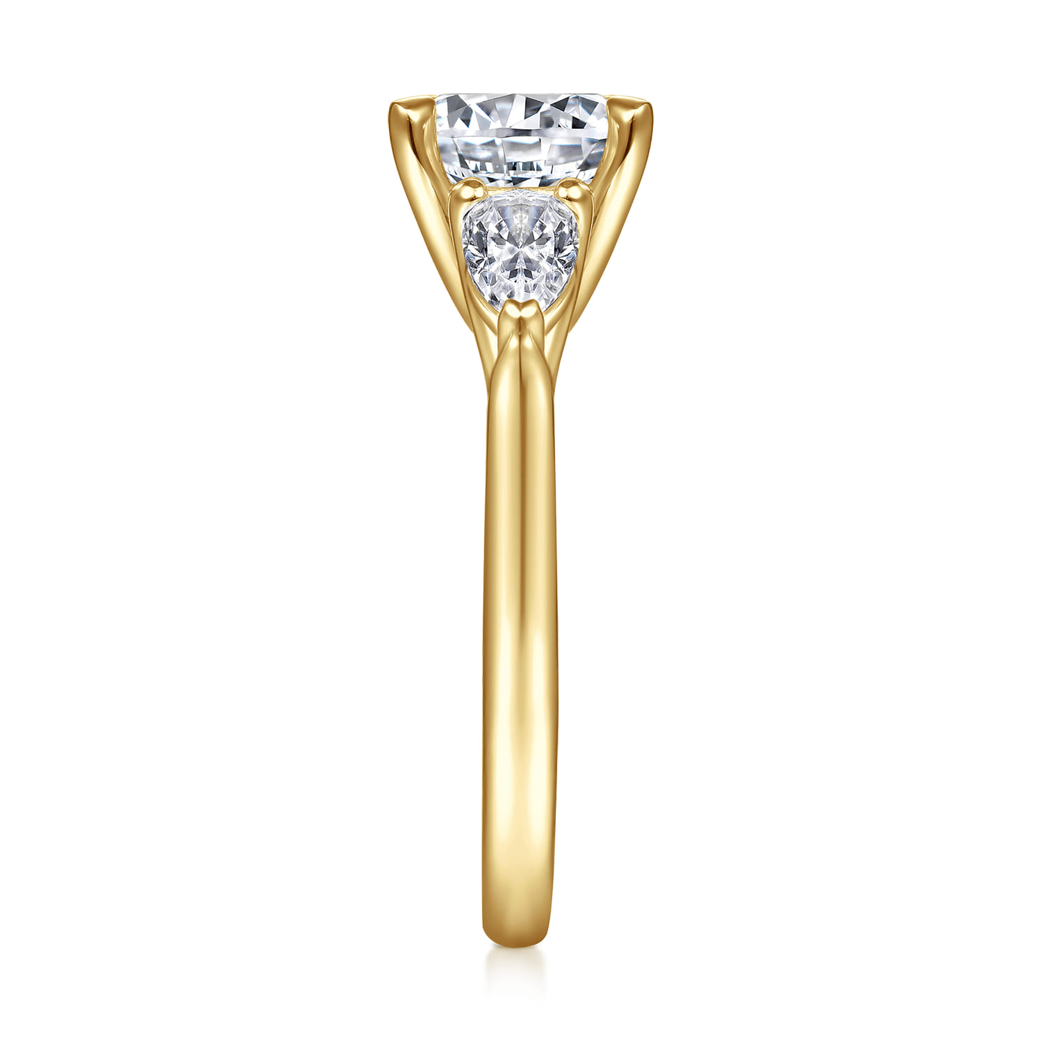 Sunday - 14K Yellow Gold Round 3 Stone Diamond Engagement Ring - 0.6 ct - Shot 5