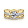 Dulcette - 14K Yellow Gold Wide Band Round Diamond Engagement Ring - 1 ct