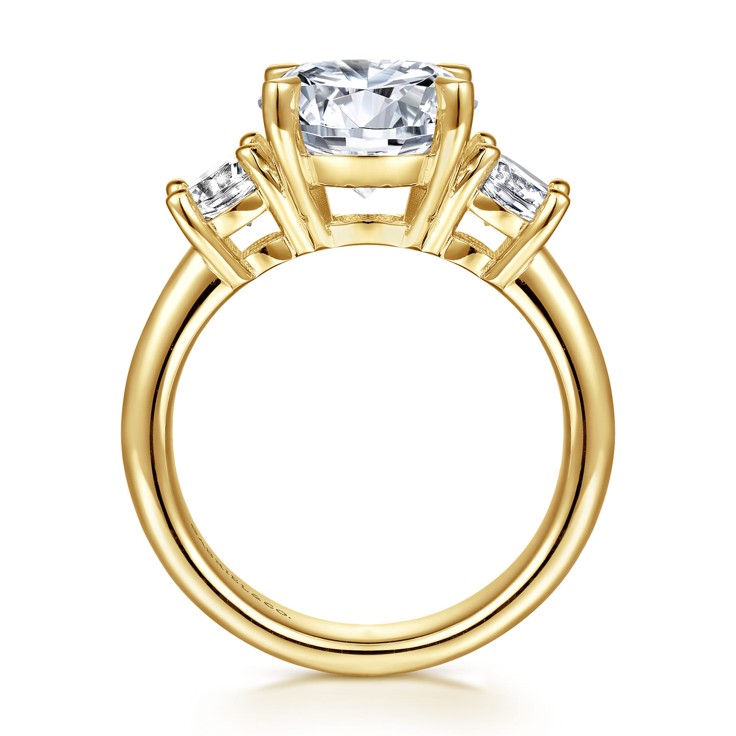 Aneta - 14K Yellow Gold Round Three Stone Diamond Engagement Ring - 0.75 ct - Shot 2