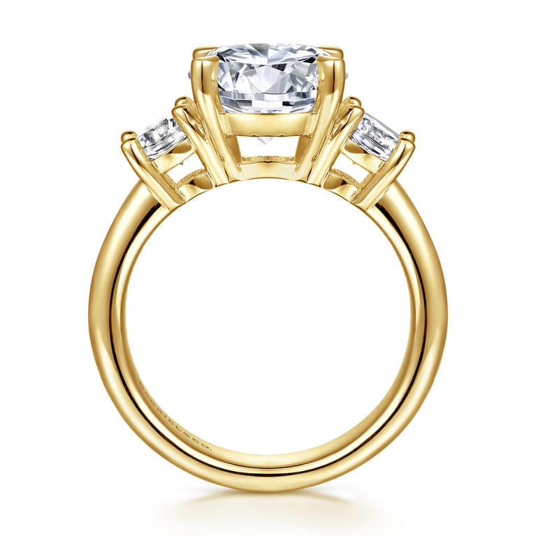 Aneta - 14K Yellow Gold Round Three Stone Diamond Engagement Ring - 0.75 ct - Shot 2