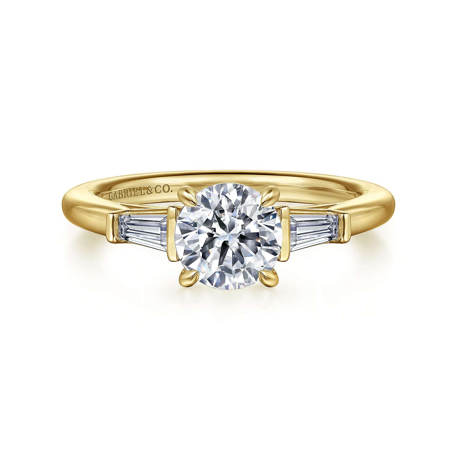Acacia - 14K Yellow Gold Round Three Stone Diamond Engagement Ring - 0.3 ct - Shot 1
