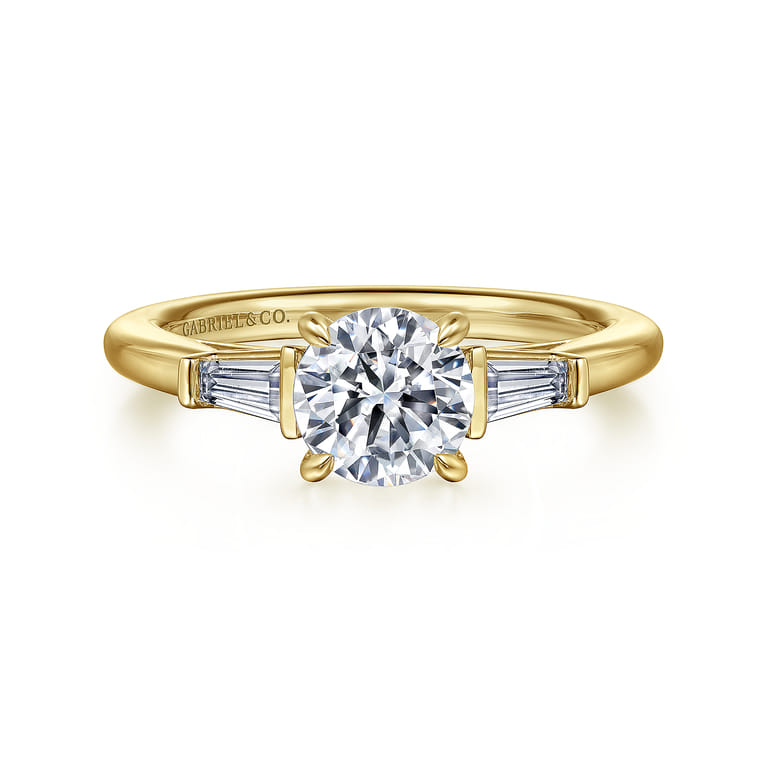 Acacia - 14K Yellow Gold Round Three Stone Diamond Engagement Ring - 0.3 ct - Shot 1