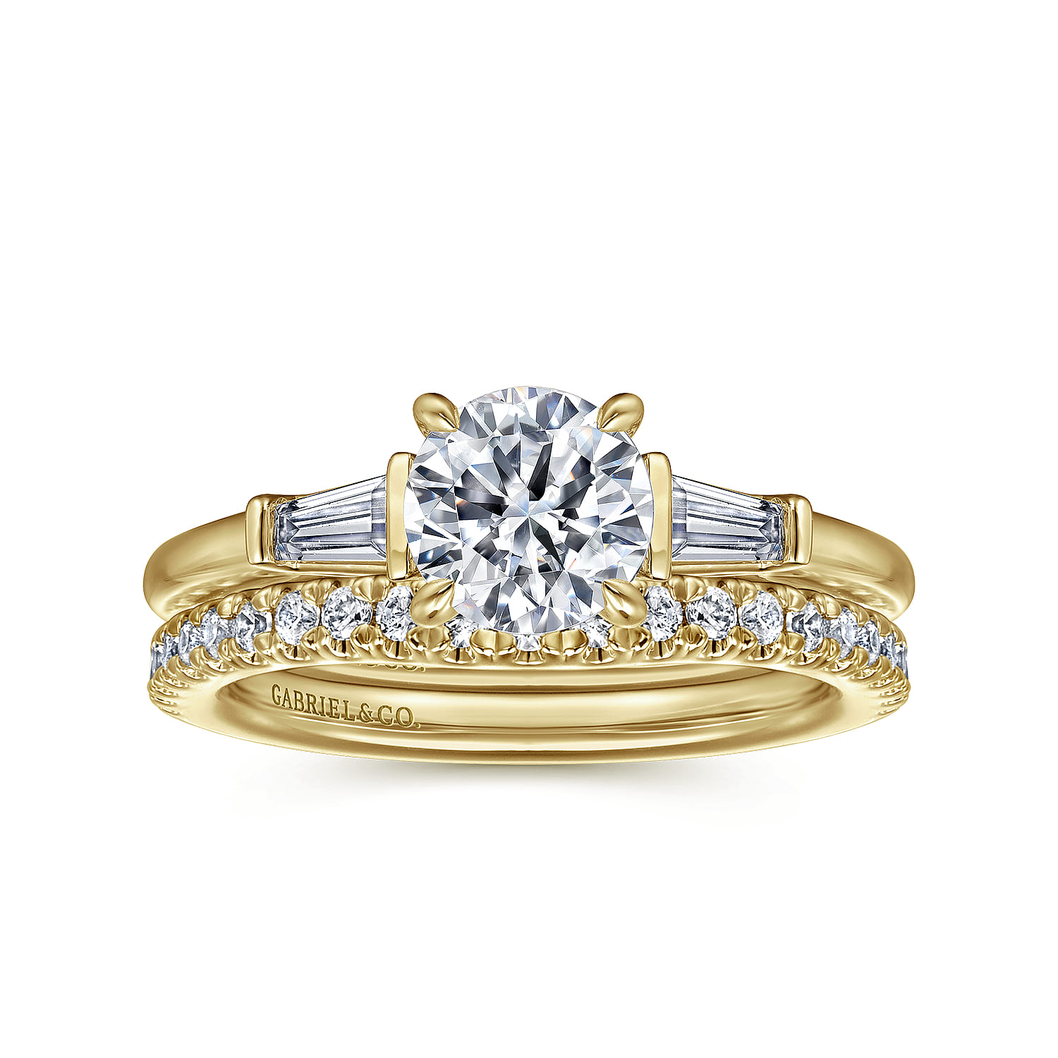 Acacia - 14K Yellow Gold Round Three Stone Diamond Engagement Ring - 0.3 ct - Shot 4