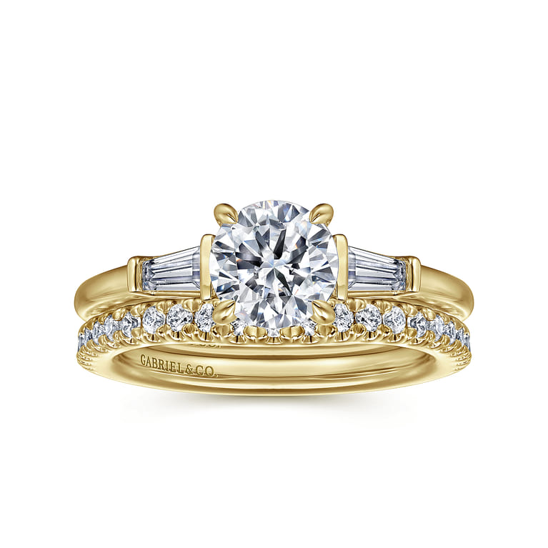 Acacia - 14K Yellow Gold Round Three Stone Diamond Engagement Ring - 0.3 ct - Shot 4