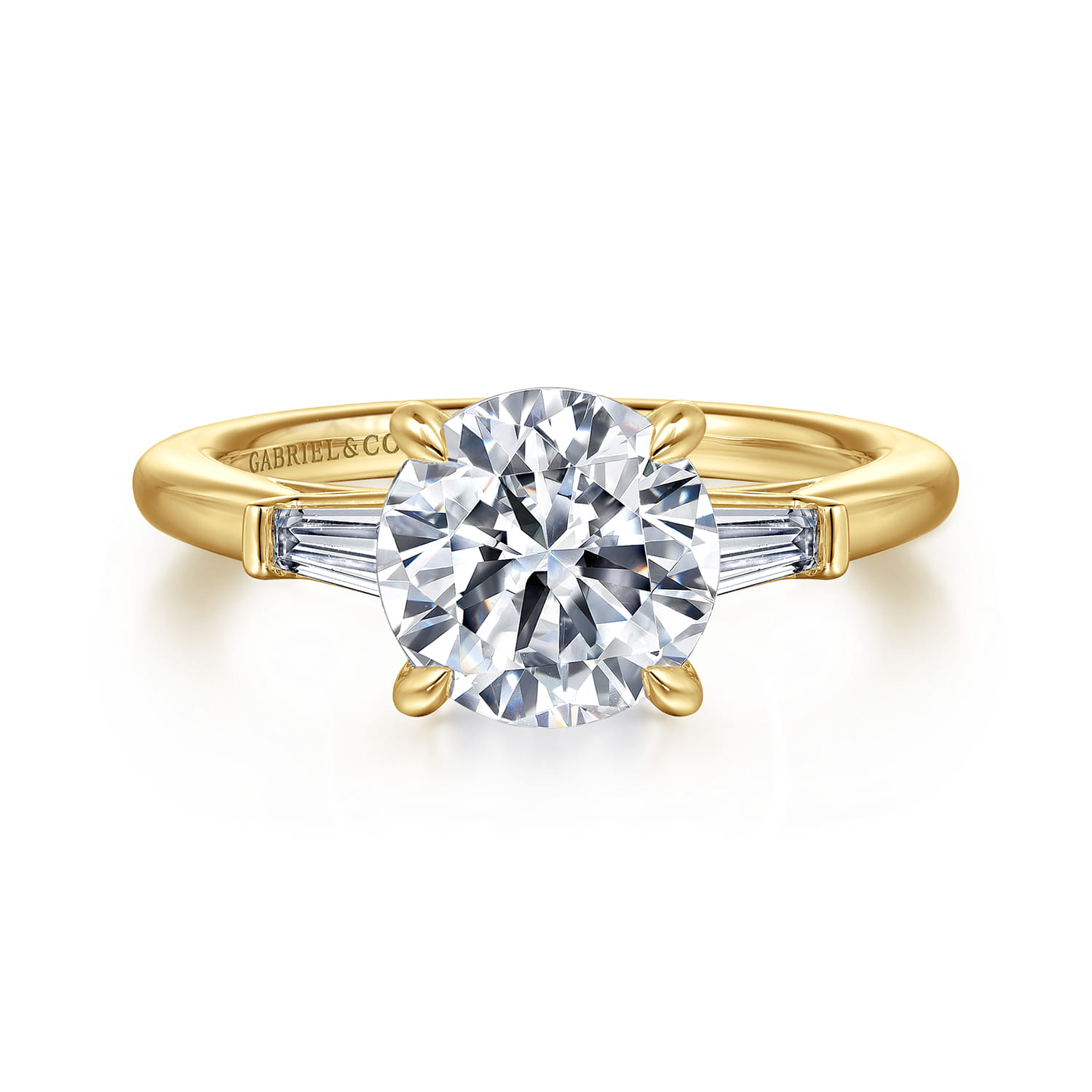 Acacia - 14K Yellow Gold Three Stone Round Diamond Engagement Ring - 0.3 ct - Shot 1