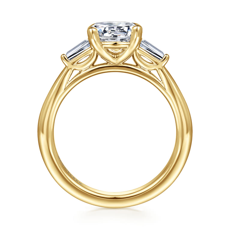 Acacia - 14K Yellow Gold Three Stone Round Diamond Engagement Ring - 0.3 ct - Shot 2