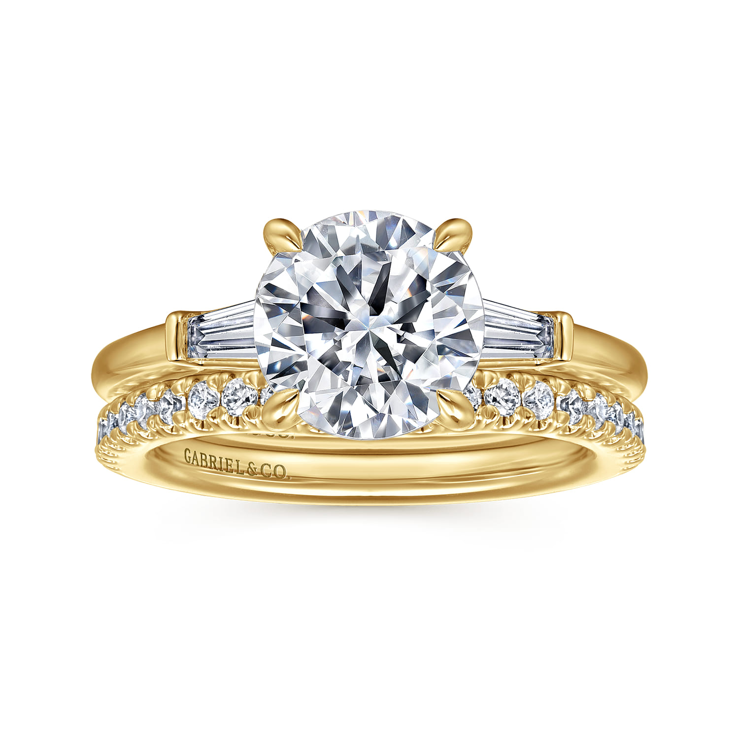 Acacia - 14K Yellow Gold Three Stone Round Diamond Engagement Ring - 0.3 ct - Shot 4