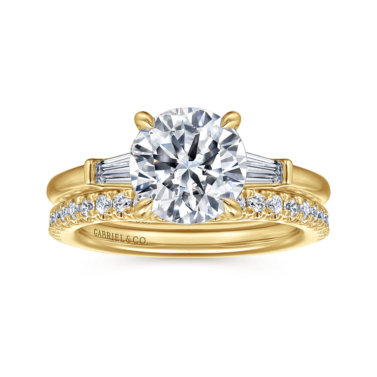 Acacia - 14K Yellow Gold Three Stone Round Diamond Engagement Ring - 0.3 ct - Shot 4