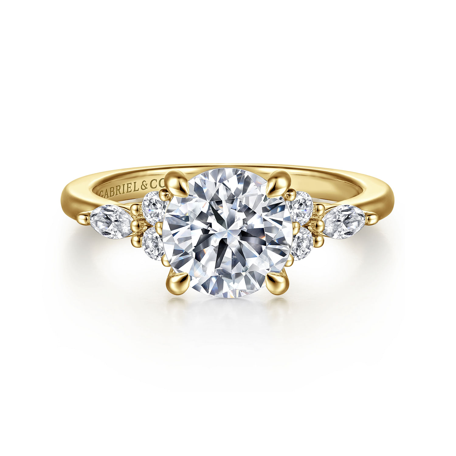 Avah - 14K Yellow Gold Round Diamond Cluster Engagement Ring - 0.28 ct - Shot 1
