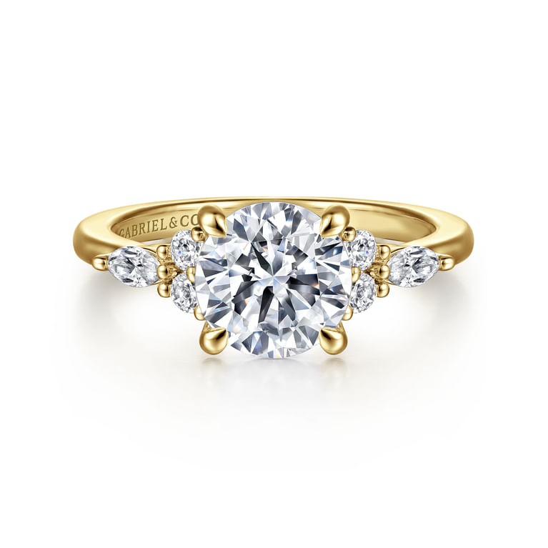 Avah - 14K Yellow Gold Round Diamond Cluster Engagement Ring - 0.28 ct