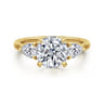 Adalia - 14K Yellow Gold Round Three Stone Diamond Engagement Ring - 0.6 ct